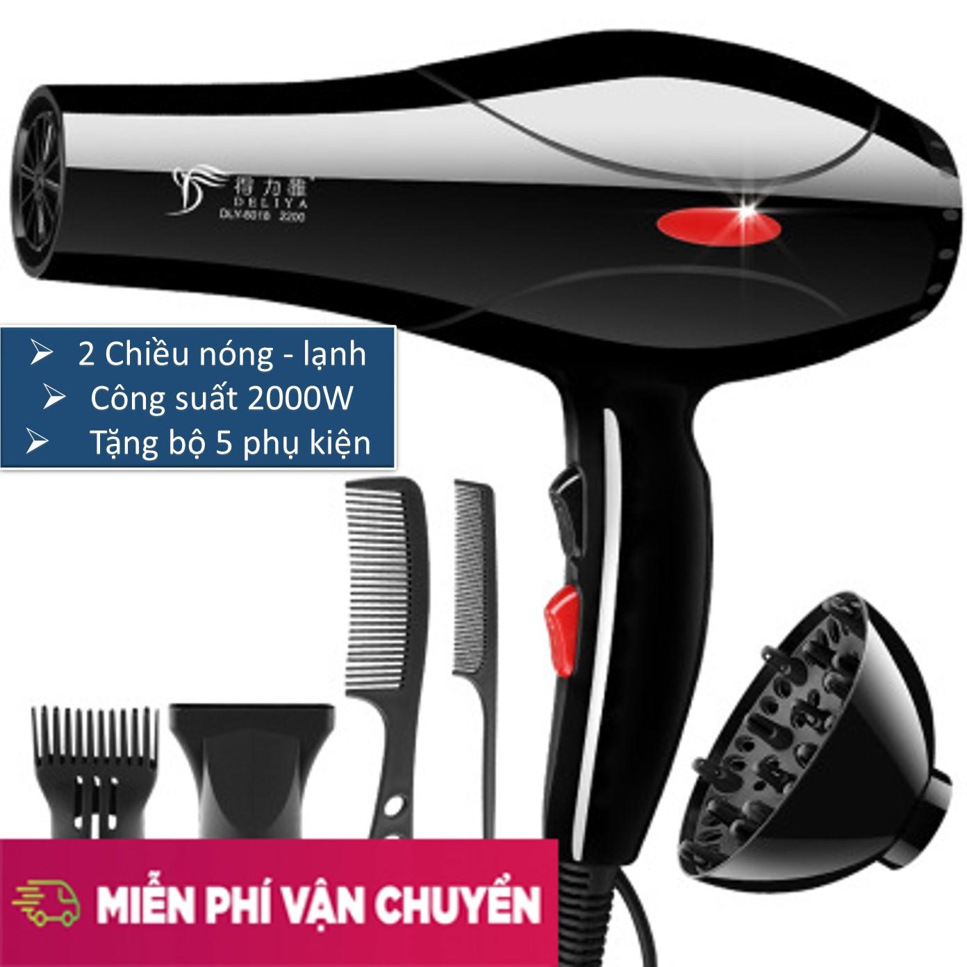 Máy sấy tóc 2 chiều nóng lạnh giá rẻ, Máy Sấy Tóc Giá Rẻ Deliya 8018 Chất Liệu Nhựa Abs Chịu Nhiệt, Tặng 5 Phụ Kiện Giúp Bạn Dễ Dàng Tạo Kiểu Tóc Mong Muốn