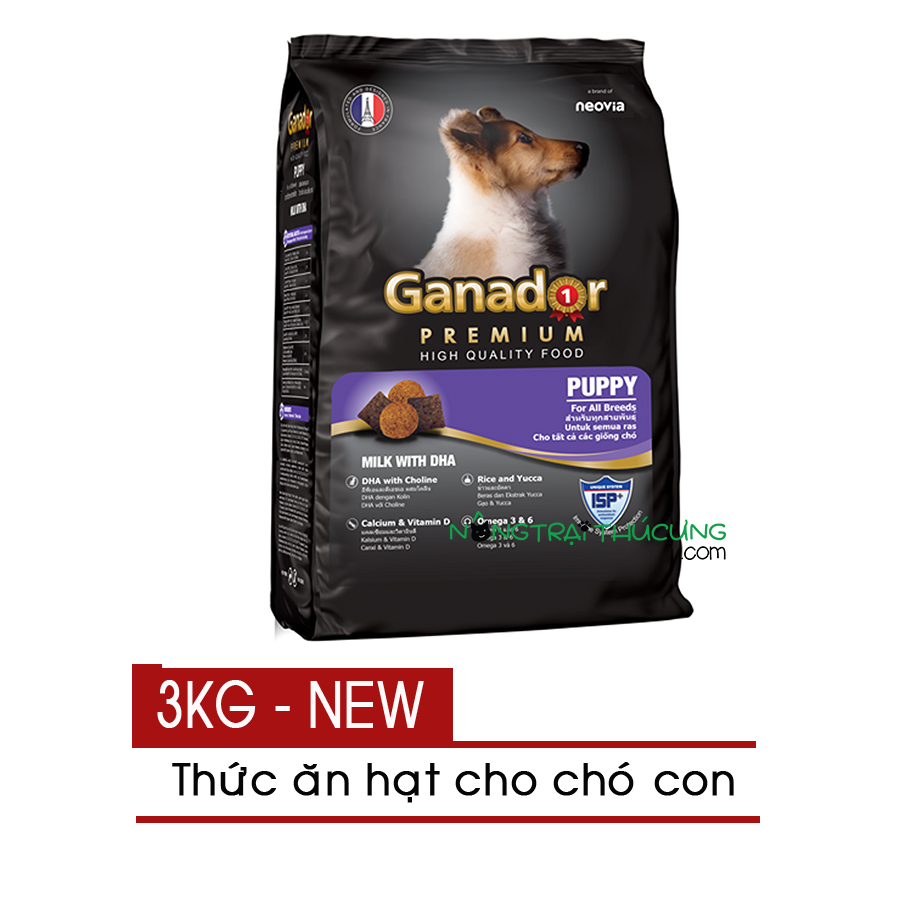 HCMThức ăn hạt cho Chó Con Ganador Puppy 3kg - Vị Sữa & DHA - Nông Trại