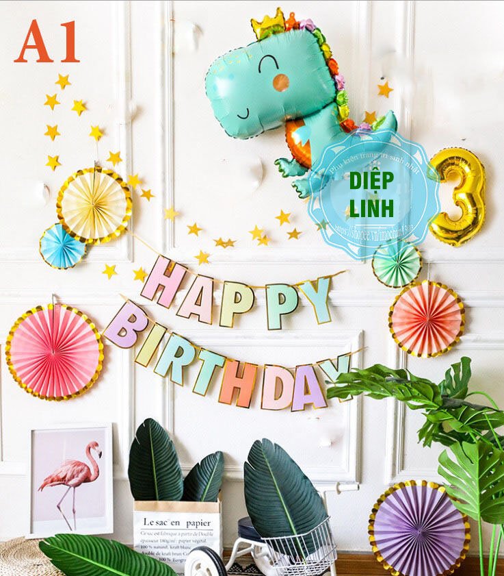 Set bóng trang trí sinh nhật chủ đề khủng long cho bé