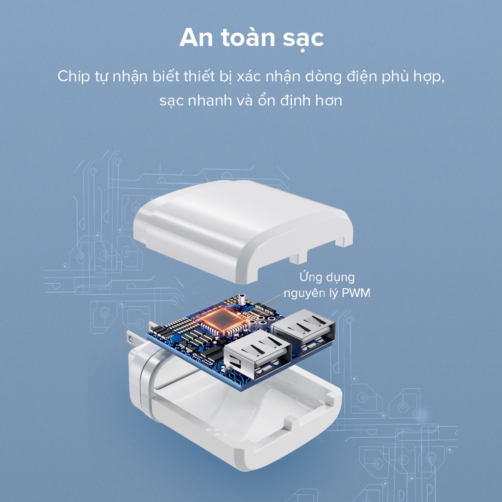 Bộ Cốc & Cáp Sạc ROBOT RT-K9U 2 Cổng USB Chính Hãng