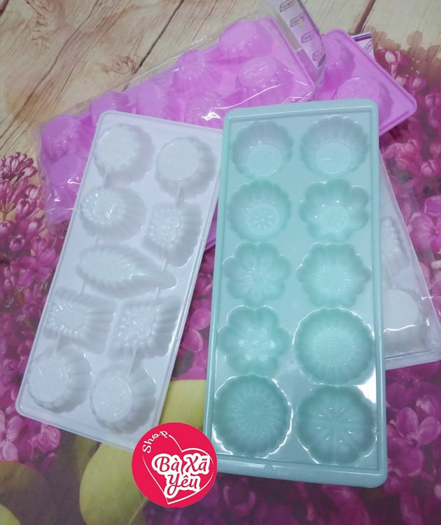Combo 5 Khay Làm Đá, Đổ Rau Câu Hình Hoa lá