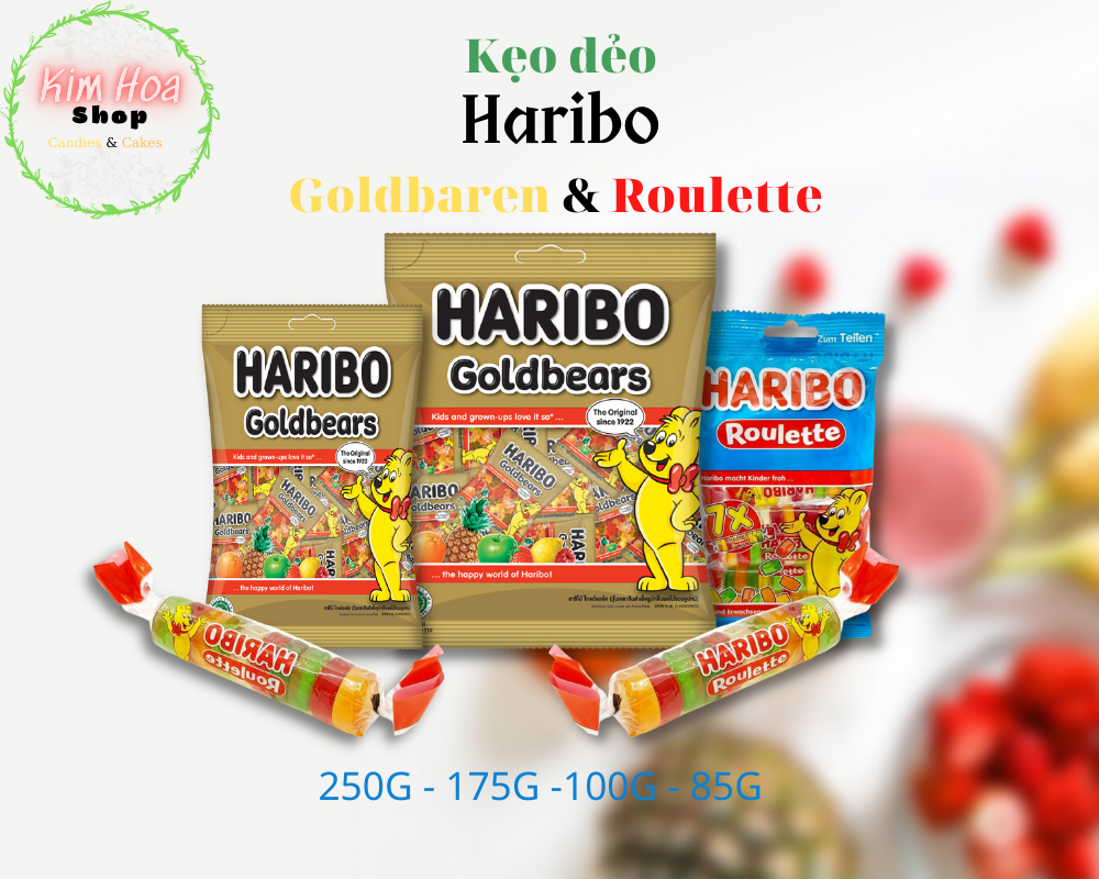Kẹo dẻo haribo goldbaren & roulette nhập khẩu chính ngạch từ eu - made in germany