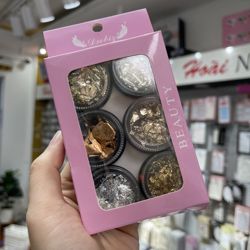 set giấy nhún 6 màu phụ kiện nail
