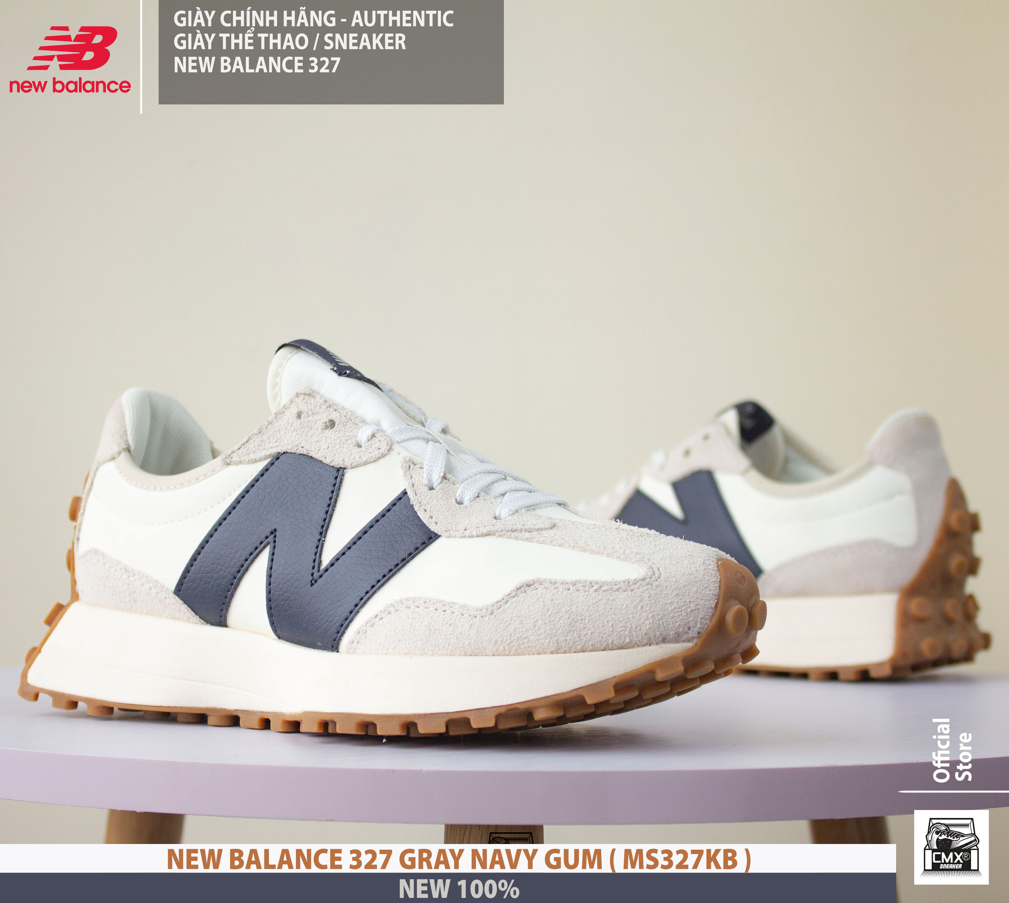 😘 [ HÀNG CHÍNH HÃNG CÓ SẴN ] Giày New Balance 327 WHITE NAVY GUM ( MS327KB ) - AUTHENTIC 100%