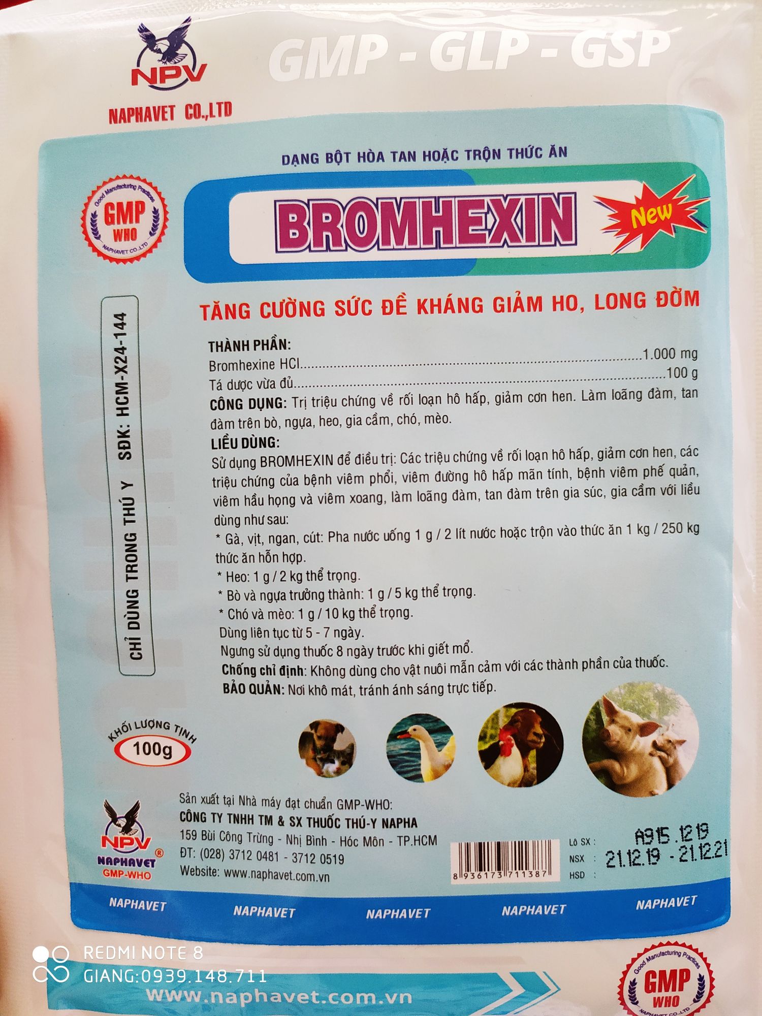BROMHEXINE GÓI 100G