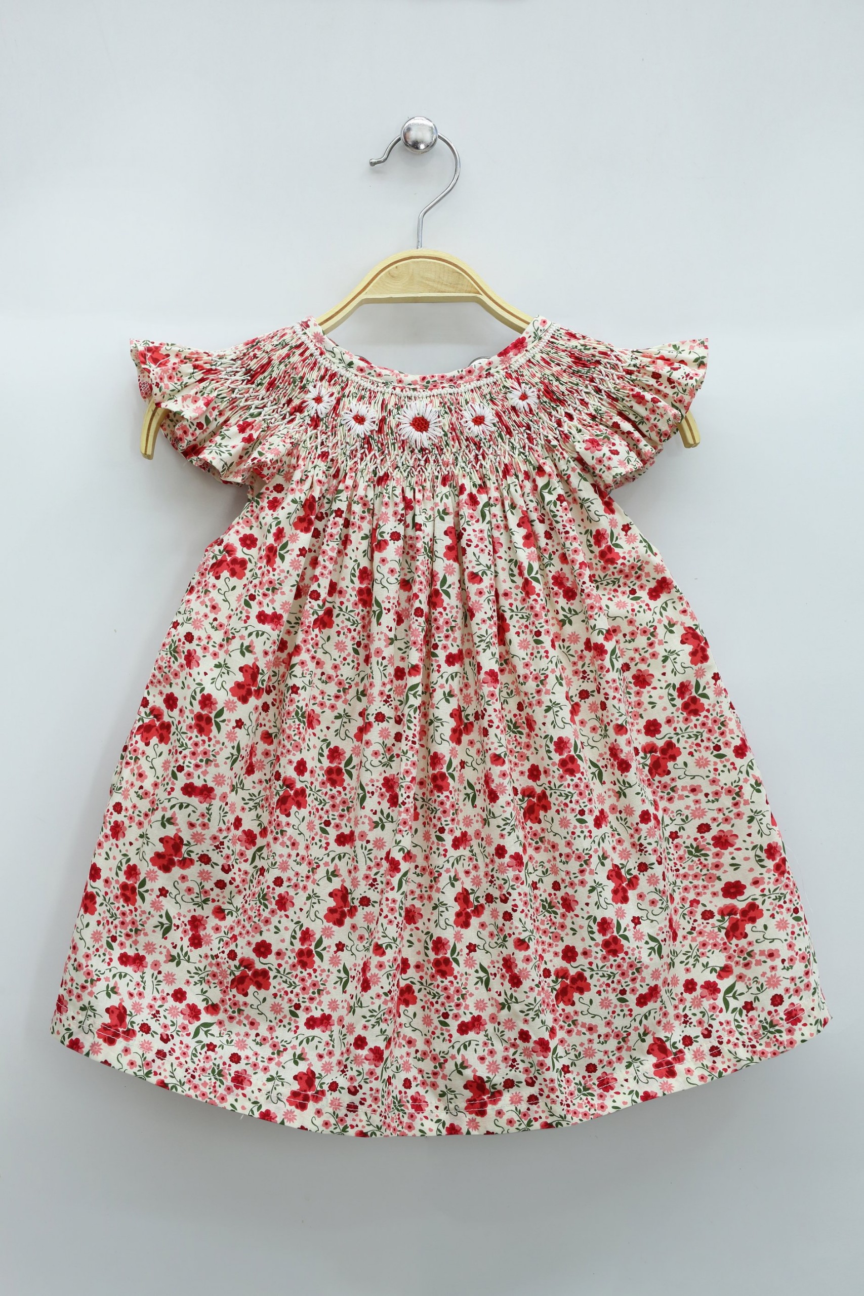 ĐẦM SMOCK ĐỎ HOA NHÍ