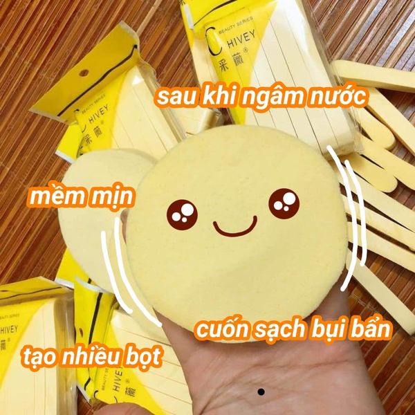 Bông nở rửa mặt Chivey_Bông tẩy trang
