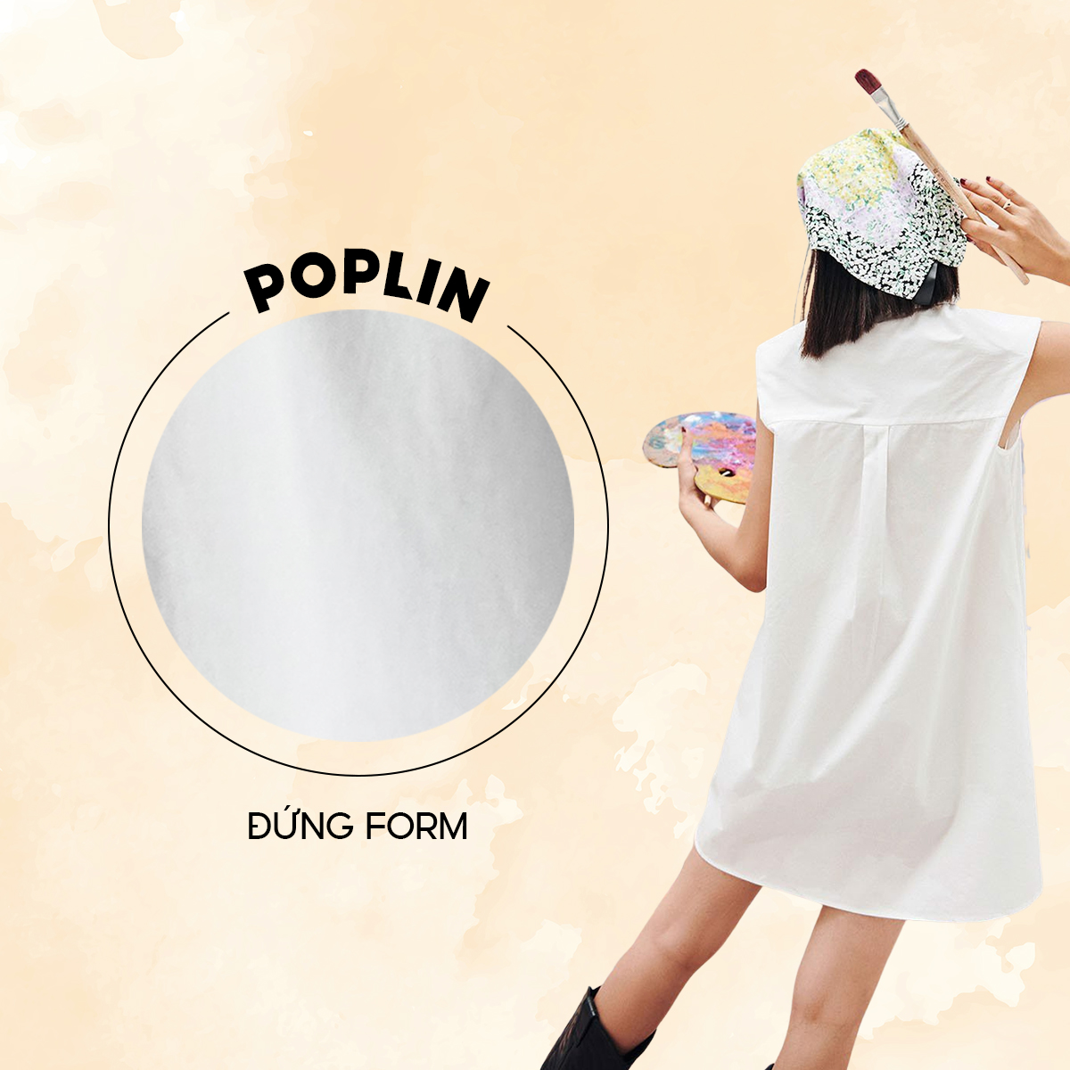 DOTTIE - Đầm sơ mi độn vai nữ DOTTIE trắng - D0058