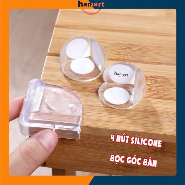 SET 4 NÚT BỊT GÓC BÀN KÈM KEO DÁN TIỆN ÍCH