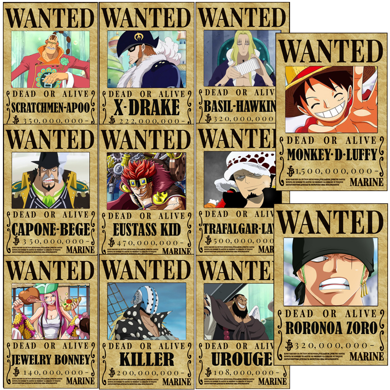 Bộ 11 Tấm Poster Truy Nã One Piece Siêu Tân Tinh ( Khổ A4) - Mixasale