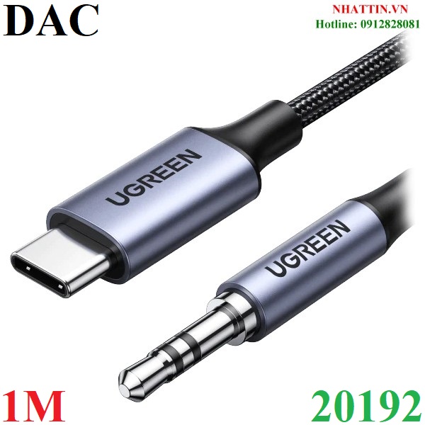 Cáp chuyển đổi usb type-c sang 3.5mm dài 1m ugreen 20192 cao cấp