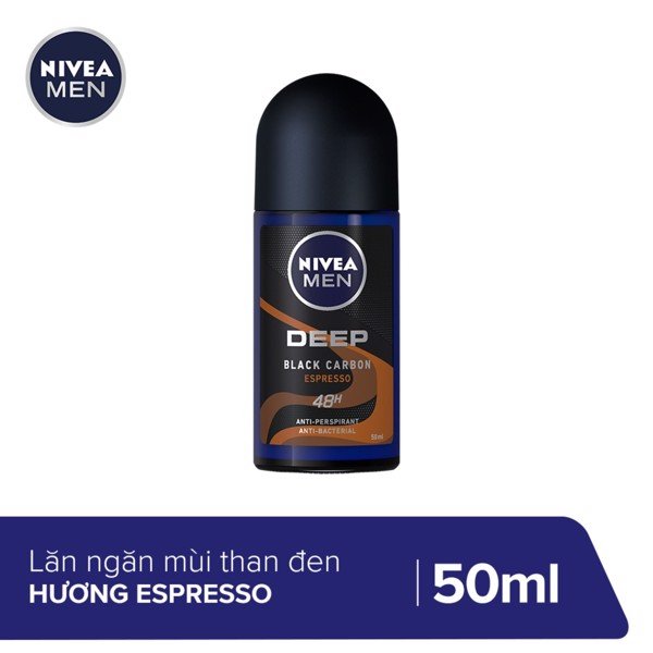 [HCM]Lăn ngăn mùi NIVEA MEN Deep than đen hoạt tính hương Espresso (50ml)