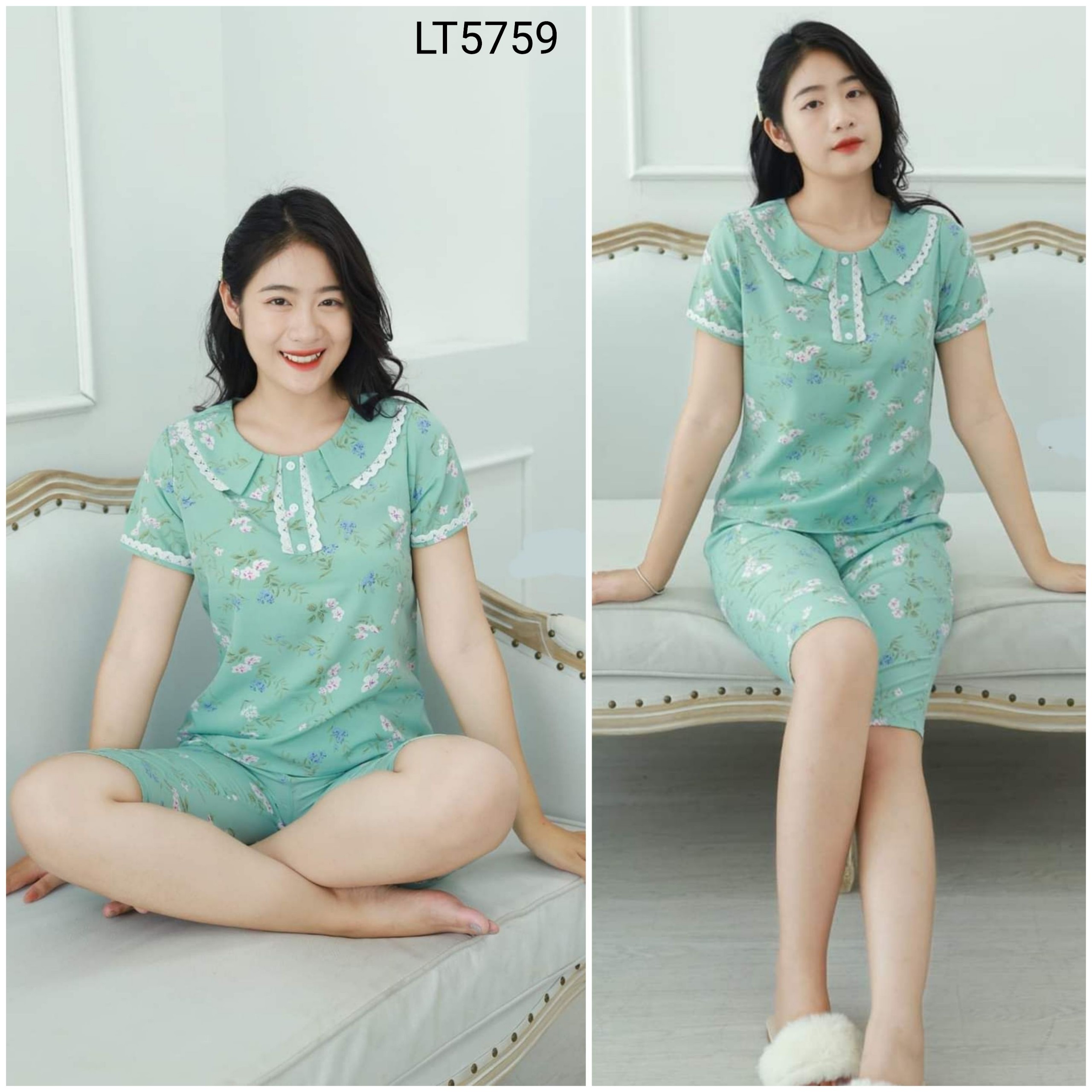 (BunnySky) Đồ bộ mặc nhà lửng lụa mềm mịn, quần áo nữ mẫu lửng mặc hè