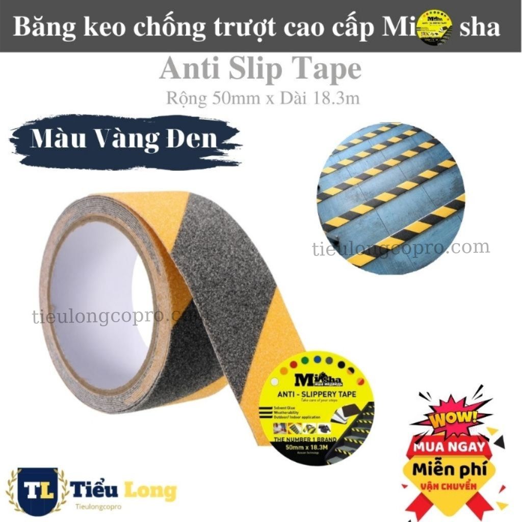 Băng keo chống trượt Misha-Russia Màu Vàng Đen Cảnh Báo 50mm x 18.3m