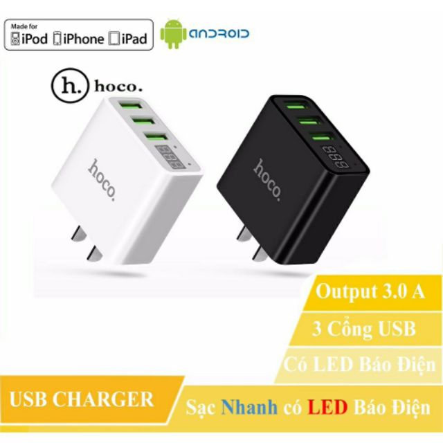 [HCM]Cóc sạc 2 cổng usb Hoco C15