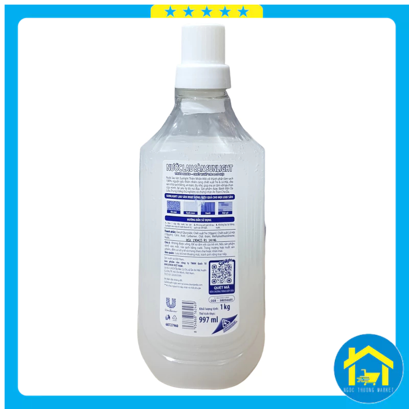 Nước lau sàn Sunlight chai 1kg (xanh, hồng, trắng)