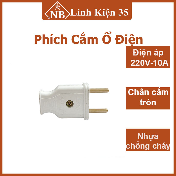 Phích cắm điện 2 chân lioa 250v chịu dòng 10a tiện dụng, an toàn