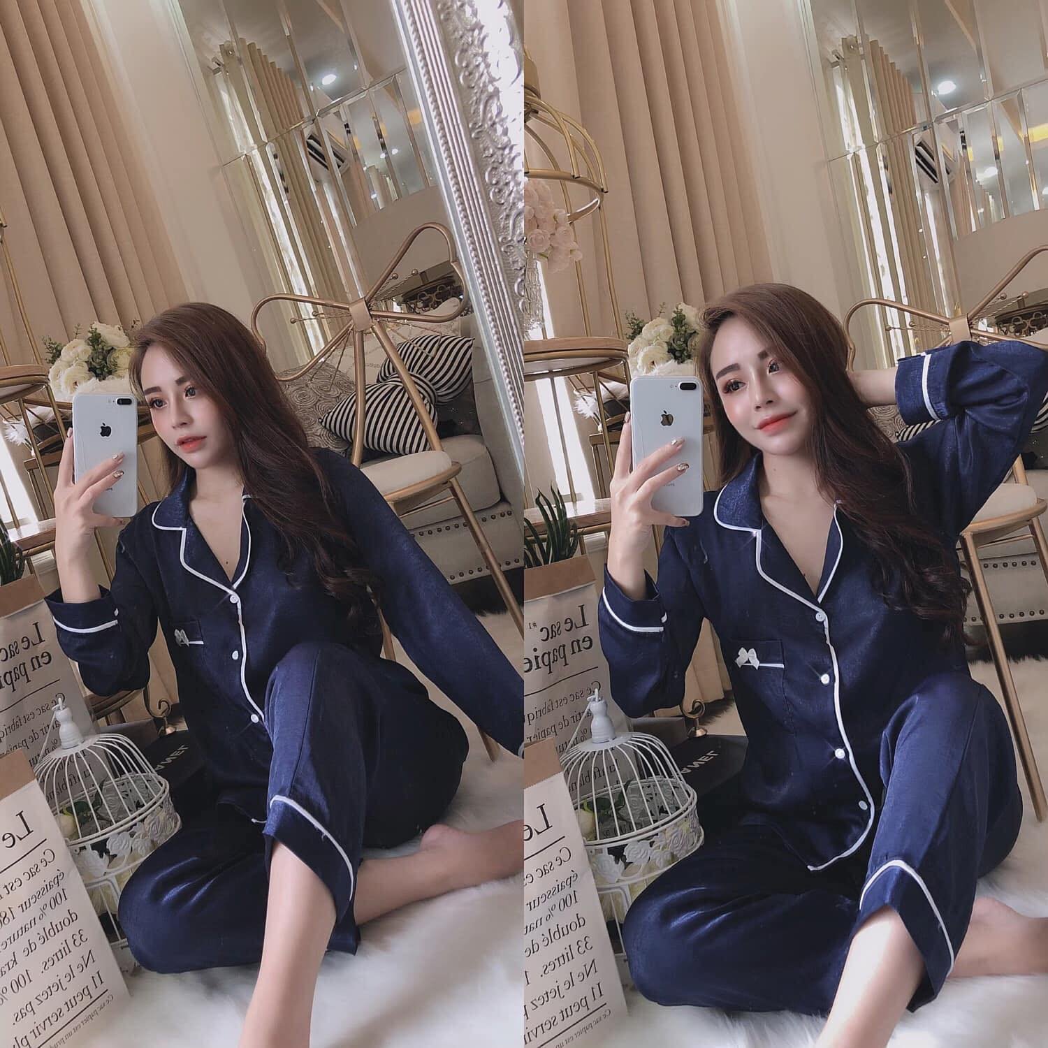 [TẾT YÊU THƯƠNG] [Bộ Đồ Ngủ Lụa Satin ] Set Bộ Lụa Satin Nơ Tay Dài Quần Dài-Đồ Bộ Mặc Nhà.