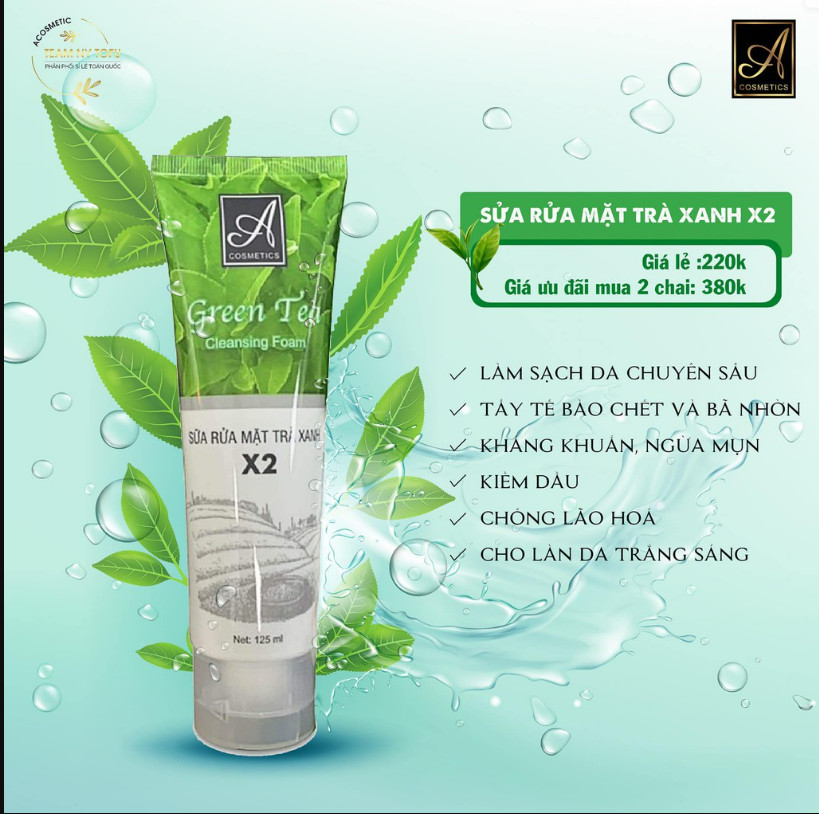 [Chính Hãng] Sữa Rửa Mặt Trà Xanh X2 Acosmetics Phương Anh