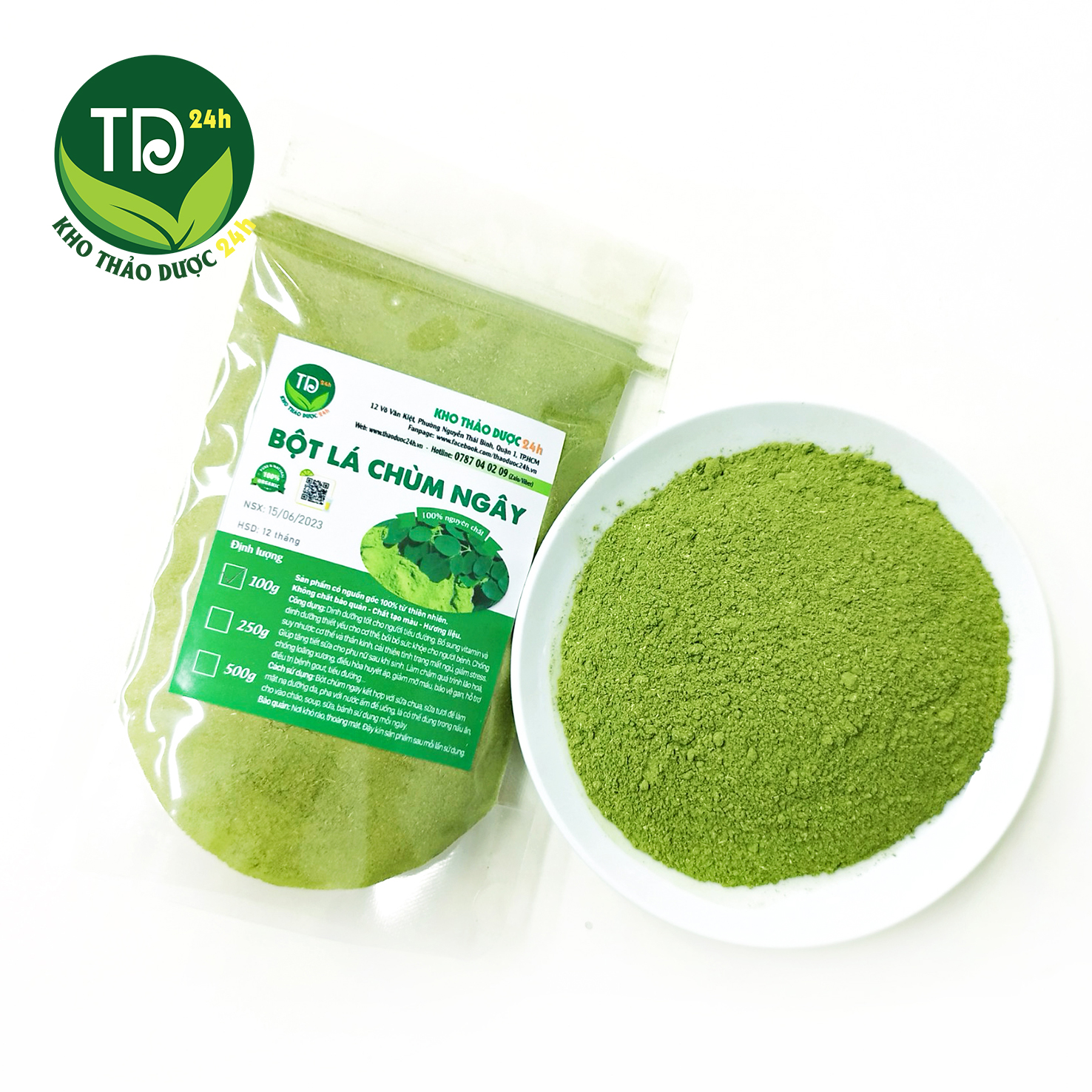 [1kg] Bột lá chùm ngây sấy lạnh nguyên chất, cân bằng nội tiết tố, bồi bổ cho người bịnh, bảo vệ gan, tốt cho mẹ bỉm sữa, đắp mặt, body, làm đẹp da | Kho thảo dược 24h