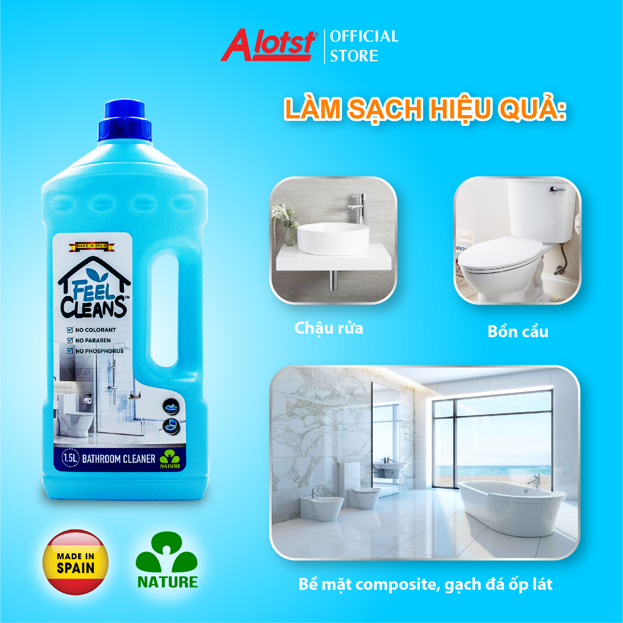 Nước lau phòng tắm FeelCleans 1,5 Lít