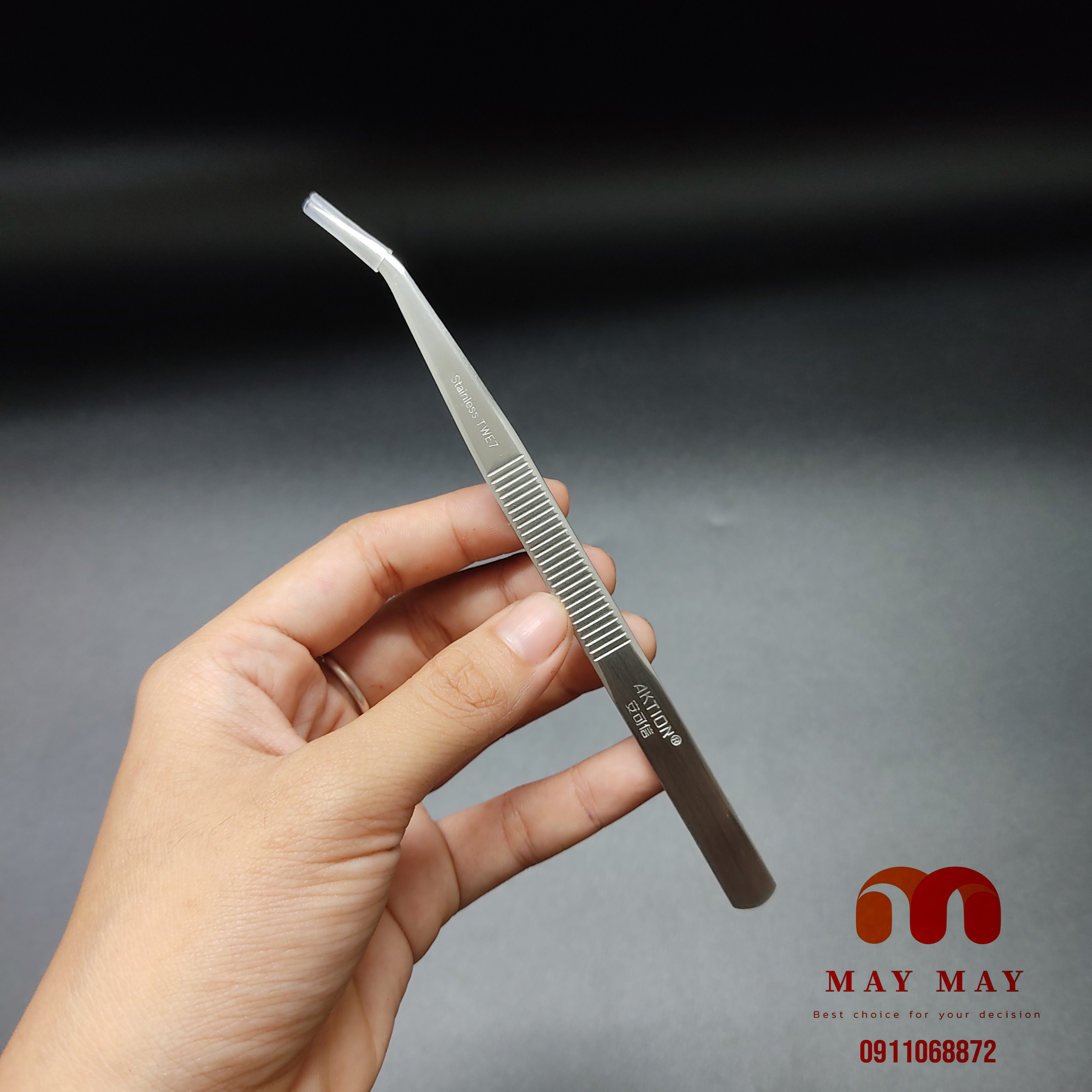 Nhíp gắp chỉ AKTION thân trắng dài 155mm cong và thẳng