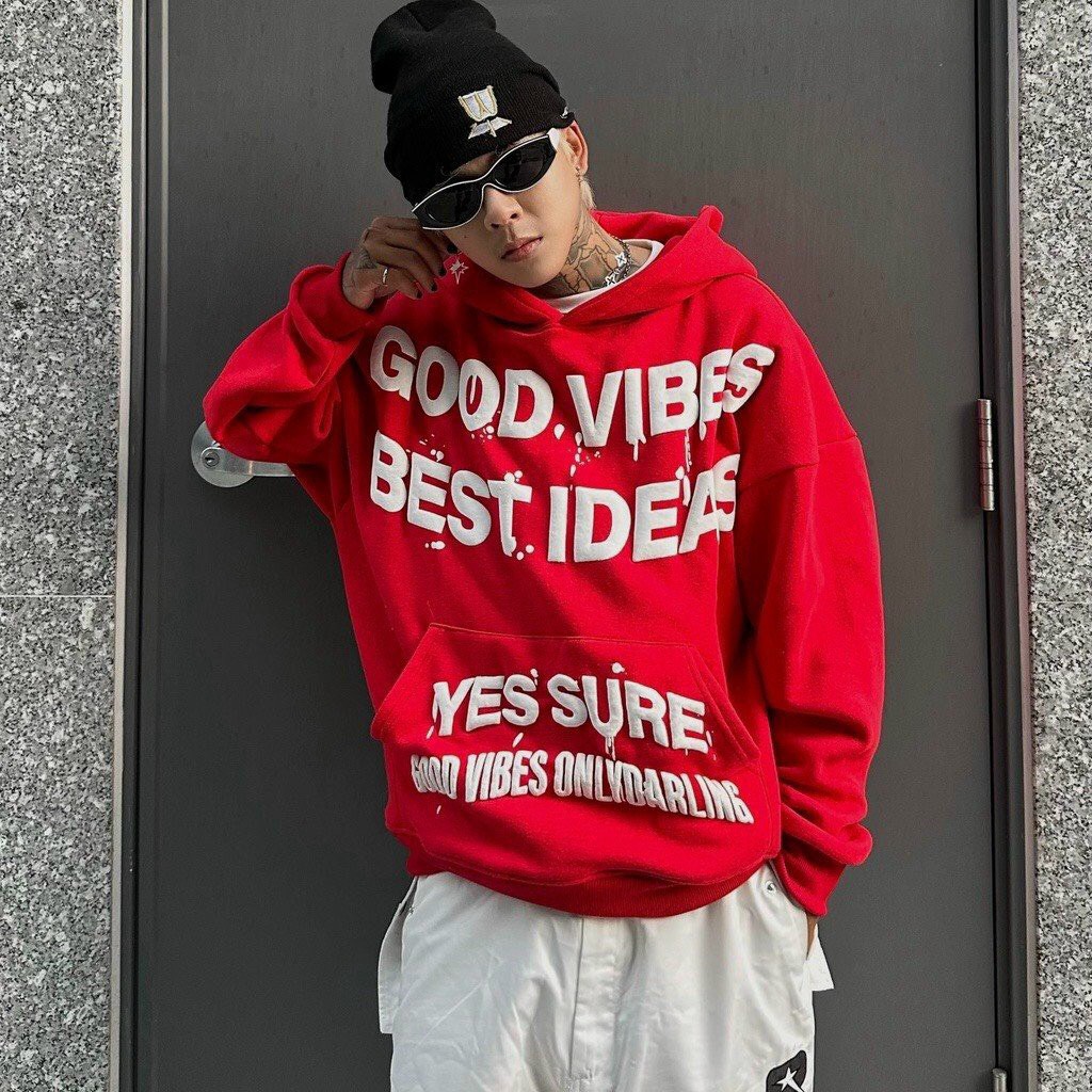 Áo khoác hoodie nỉ nam nữ form rộng good vibes nỉ ngoại mềm mịn thoáng mát unsiex cực xinh - tp398