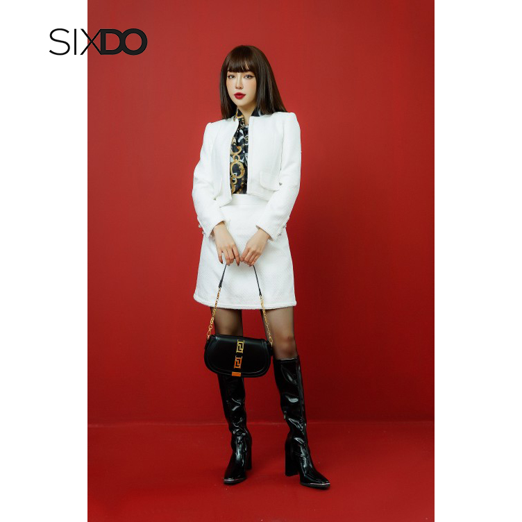 Áo Vest nữ trắng dáng lửng SIXDO (White Cropped Woven Vest)