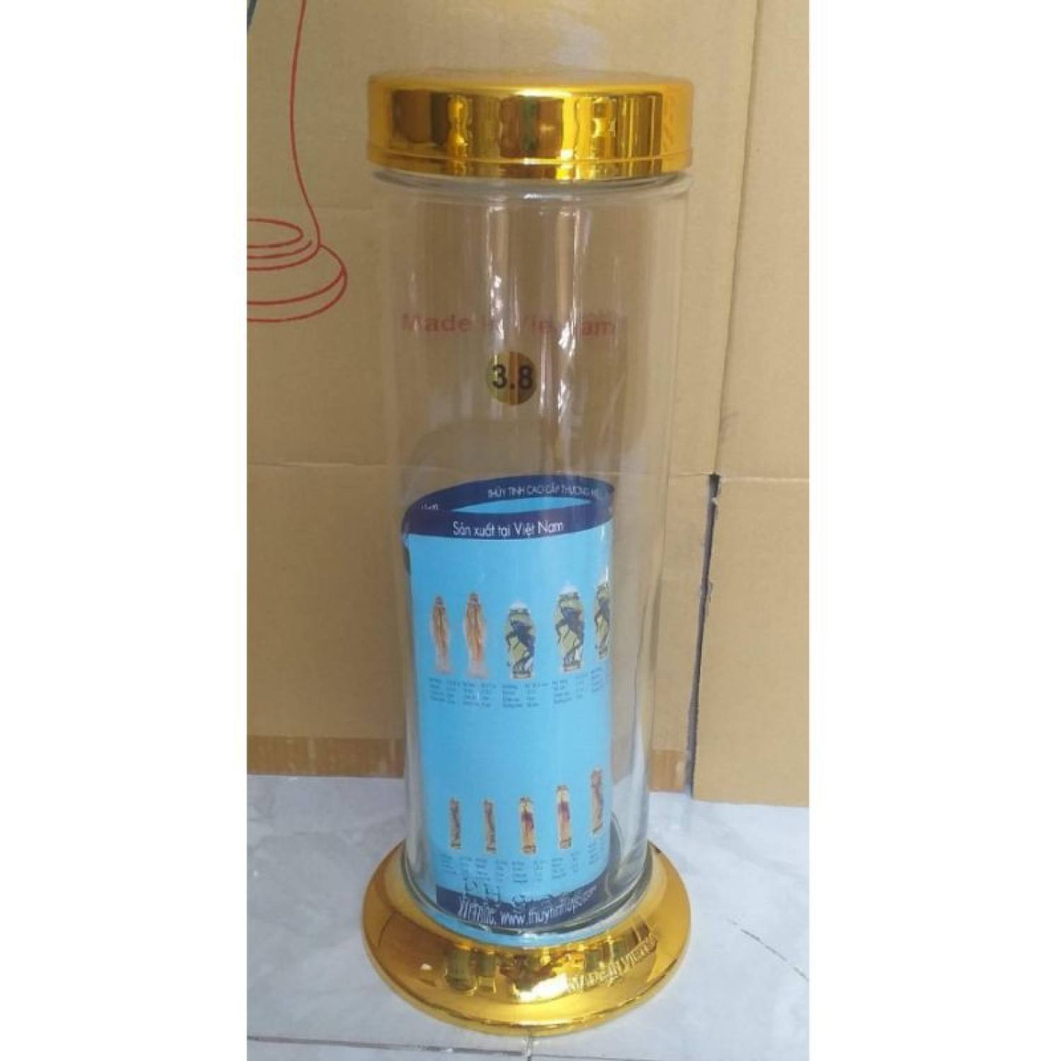 Bình Ngâm rượυ Sâm Thủy Tinh CAO CẤP PHÚ HÒA 3,8 lít