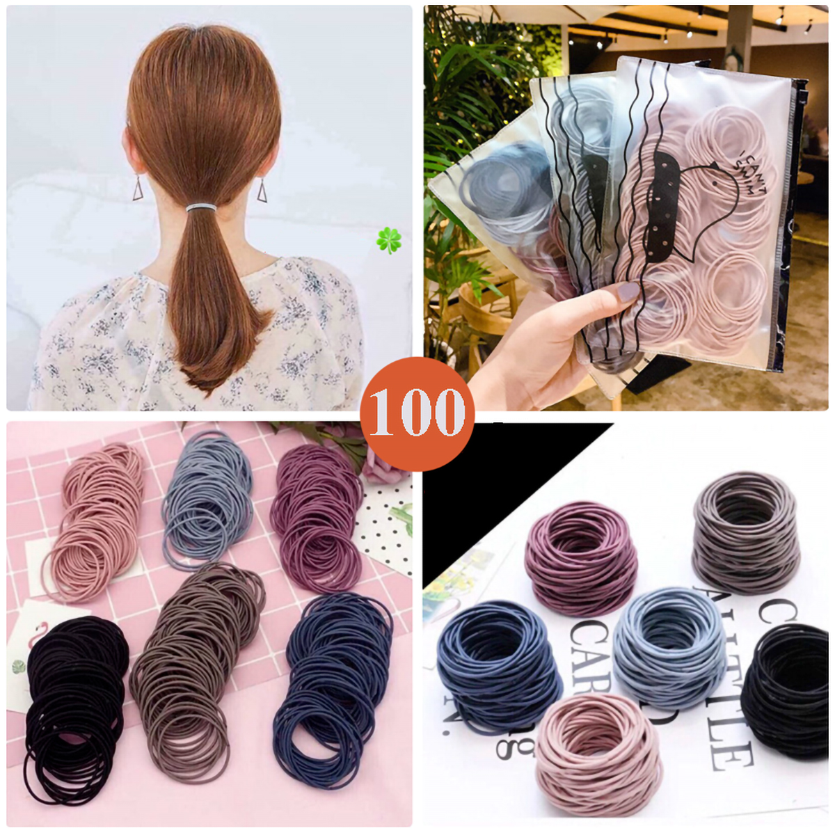 Set 100 Sợi Dây Thun Buộc Tóc