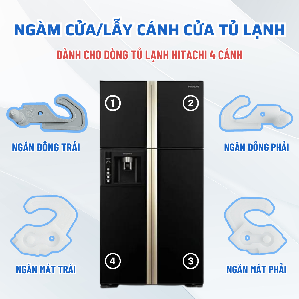 Ngàm cửa, gàm cửa, lẫy cánh cửa tủ lạnh hitachi, phụ kiện tủ lạnh dành cho các dòng tủ lạnh hitachi