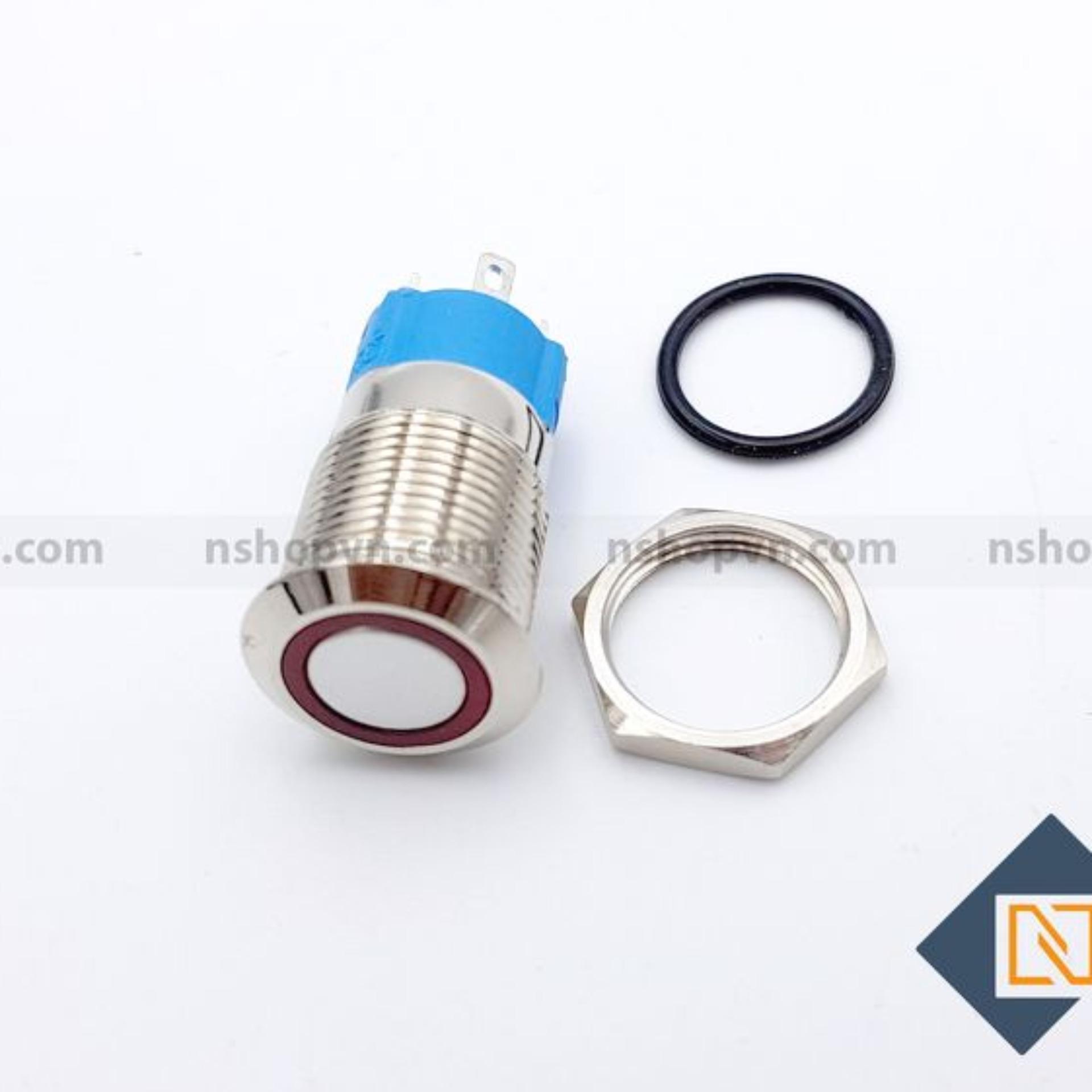 Nút nhấn kim loại 12mm Xanh lá