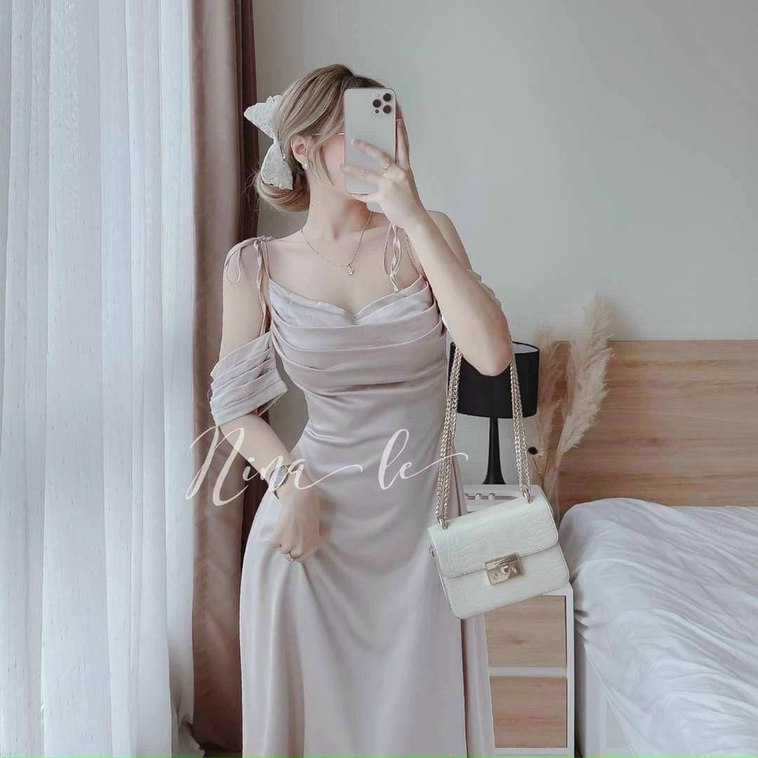 Đầm Xòe Cổ Đổ (có mút) sang trọng quý phái