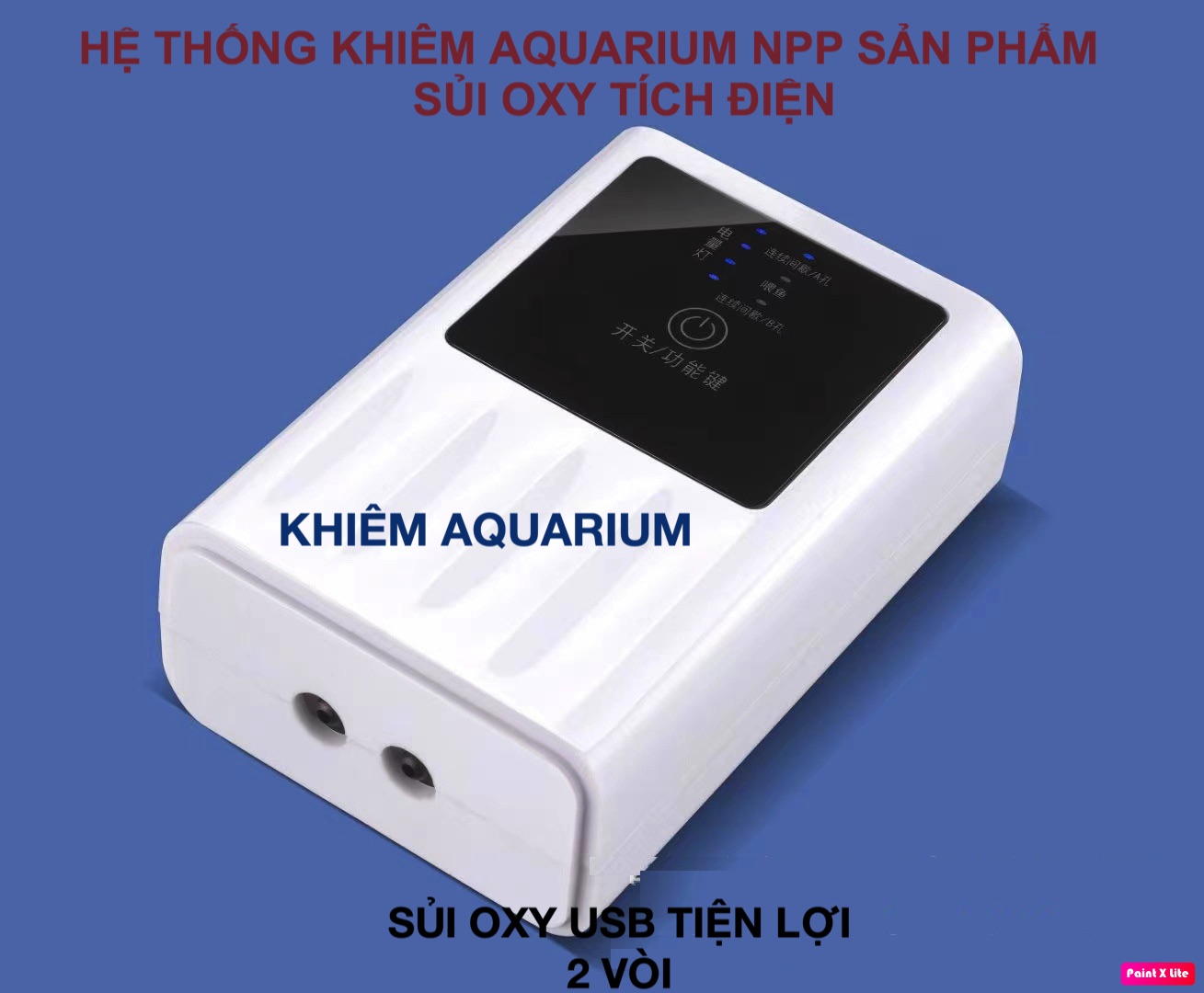 Máy sủi khí oxy 1 vòi tích điện ap-ld ii 1,5w cho hồ cá kèm dây+đá sủi