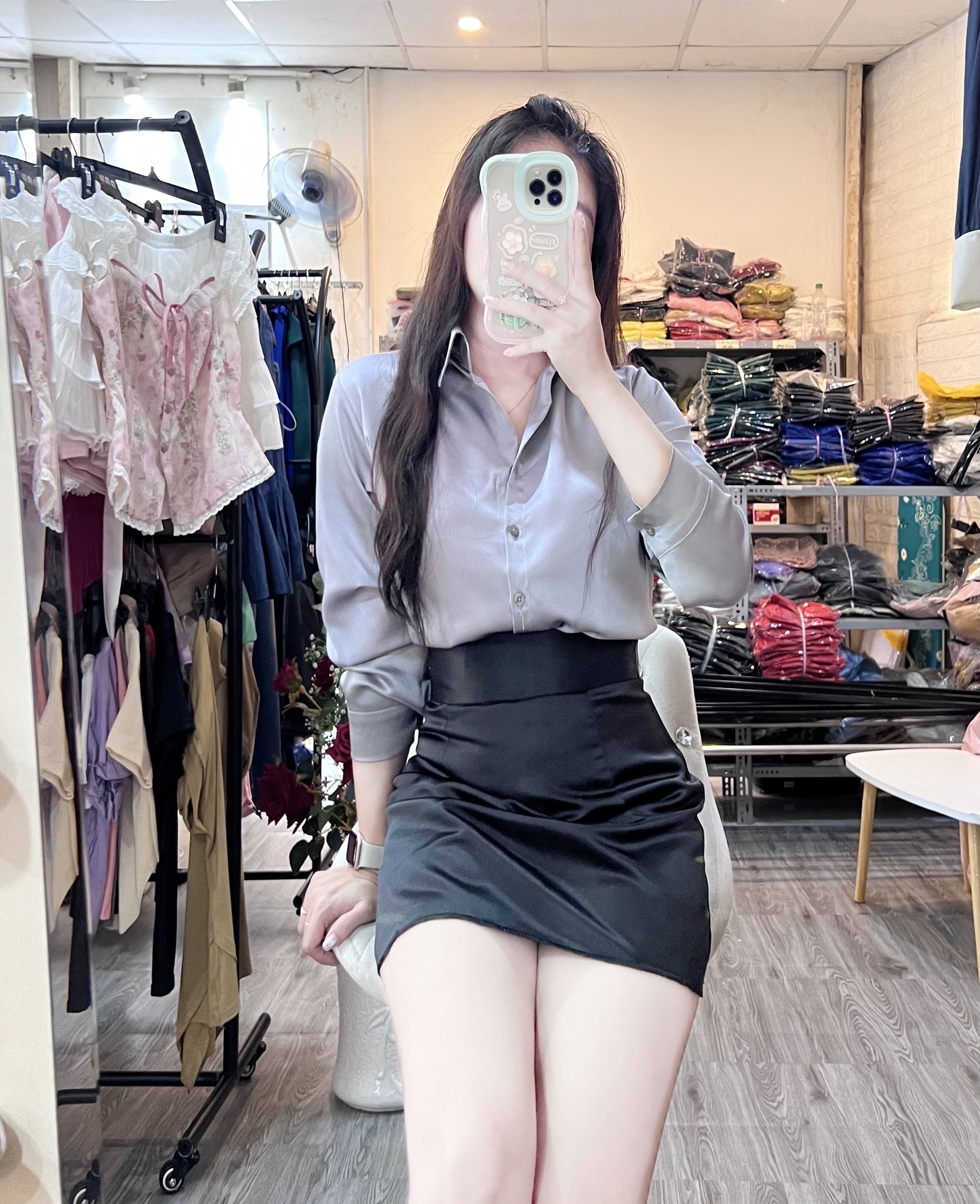 HÌNH THẬT 100% ÁO SƠ MI LỤA CAO CẤP ĐỦ SIZE