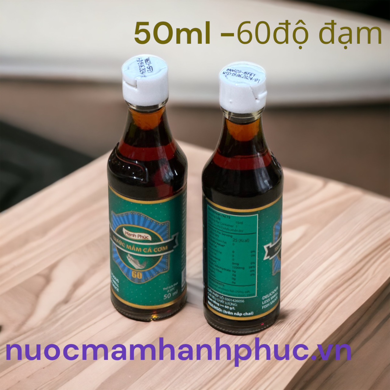 (01 Chai)Nước mắm Hạnh Phúc 60 độ đạm chai 50ml - Nước mắm có nguồn gốc từ Phú Quốc