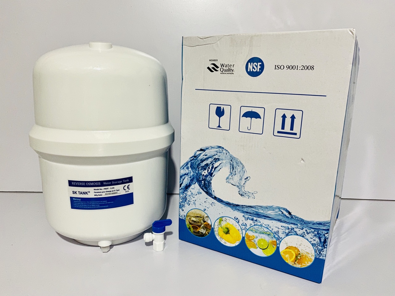 BÌNH ÁP MÁY LỌC NƯỚC 3.2G KÈM VAN (Bình áp nhựa)