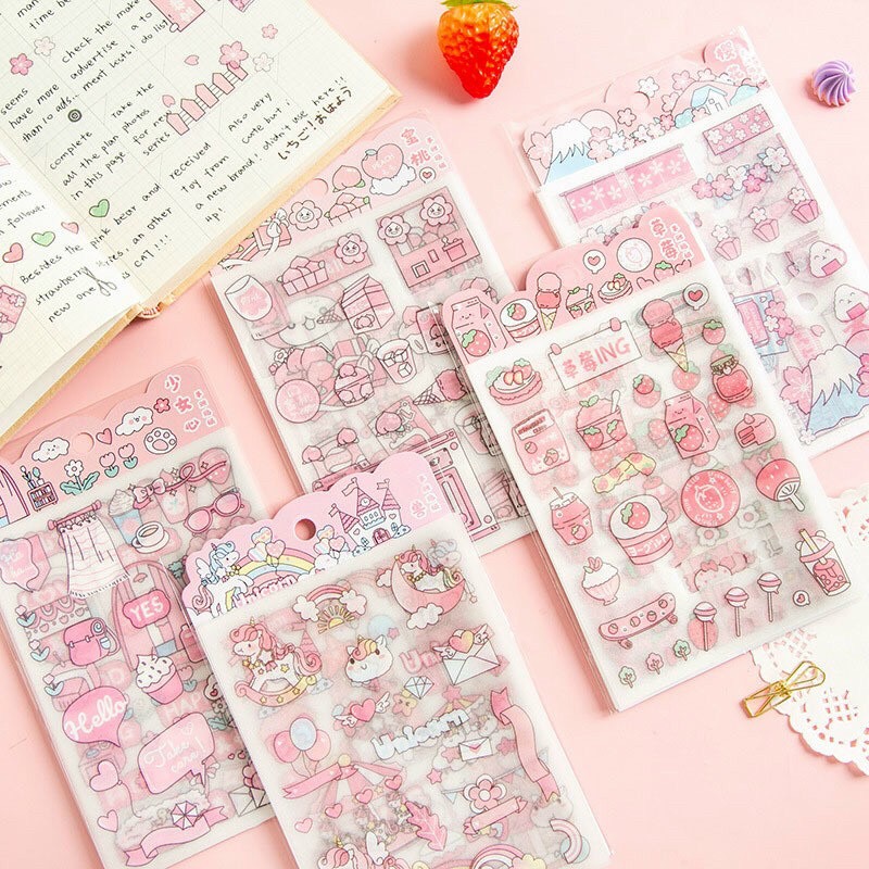 Bộ 4 tấm sticker cô gái lấp lánh