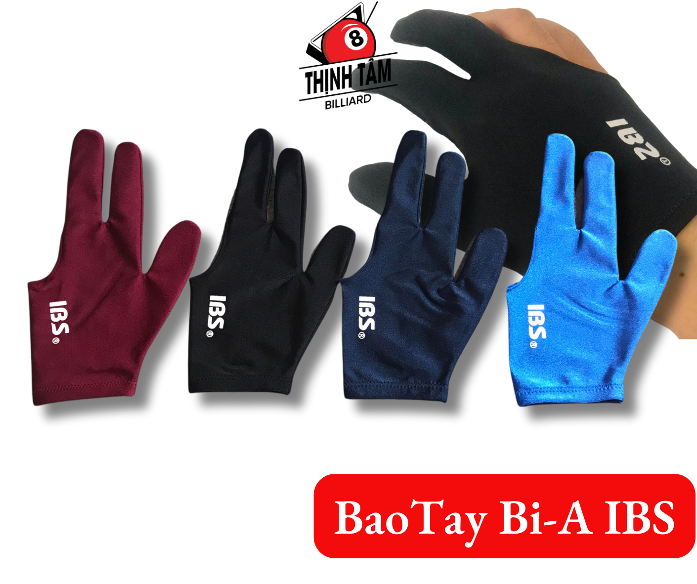 Bao tay bida ibs xỏ cao cấp, găng tay đài loan bi-a ibs, clb billard