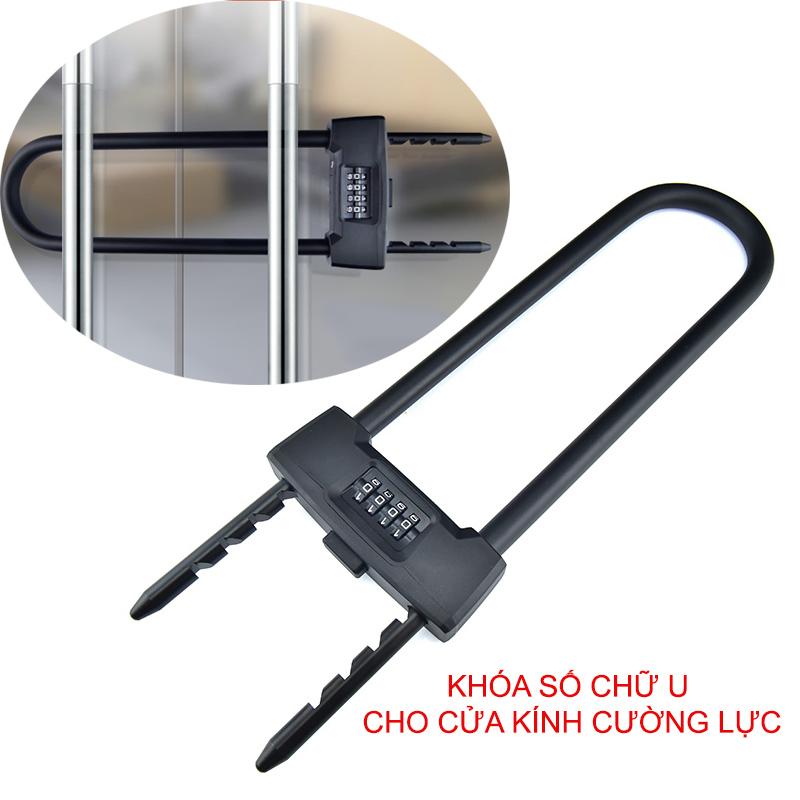 Khóa số chữ U móc dài thay đổi được JS350 cho cửa kính, xe máy – loại 4 số có thể thay đổi được mã số
