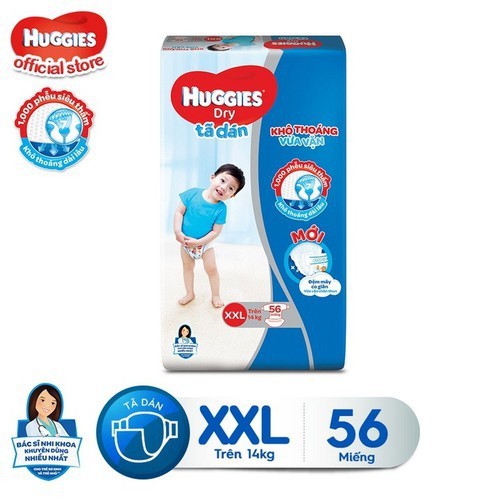 TÃ DÁN HUGGIES SIZE M76, L68, XL62, XXL56 MIẾNG