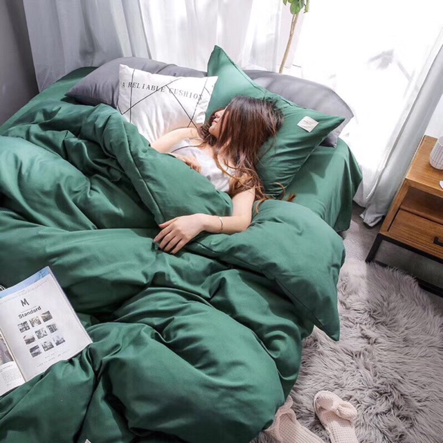 Set chăn ga gối cotton đũi tici - Màu xanh rêu, cam kết hàng đúng mô tả, chất lượng đảm bảo an toàn đến sức khỏe người sử dụng