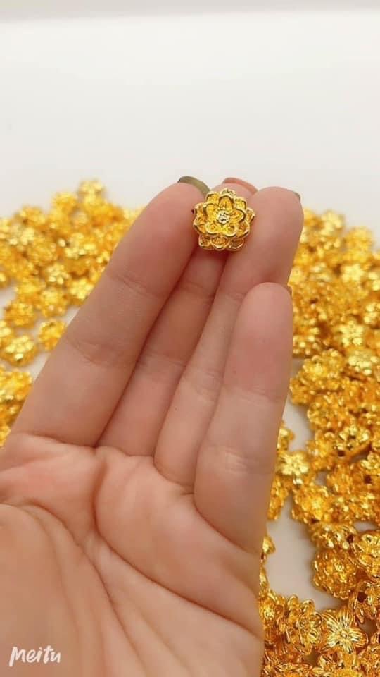 Charm Hoa Sen vàng 3 kích thước - 10mm 12mm 13mm - Phụ kiện vòng tay thời trang phong thủy may mắn nam nữ handmade