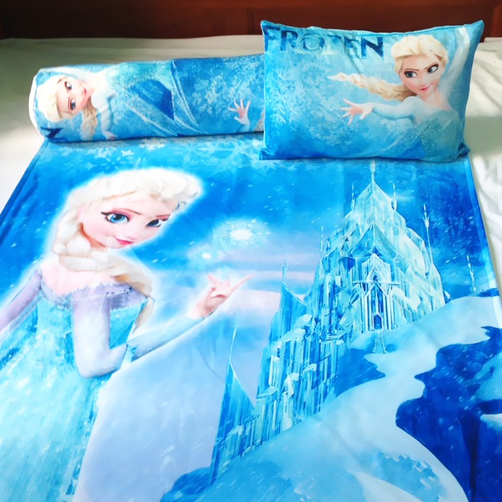 Vỏ gối và chăn Elsa xanh