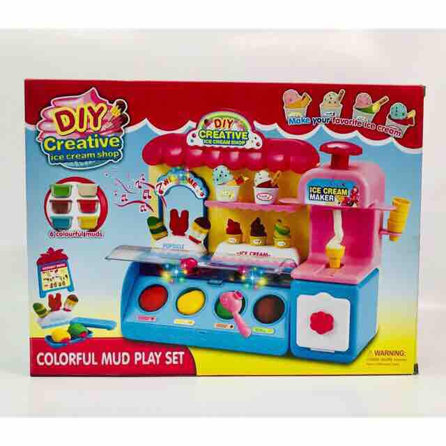 Đồ chơi máy làm kem bằng đất sét có pin nhạc đèn