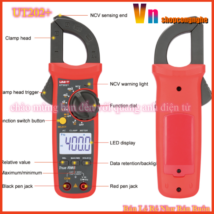 UT202+ Ampe kìm điện tử Uni-Trend có đo nhiệt độ 400A