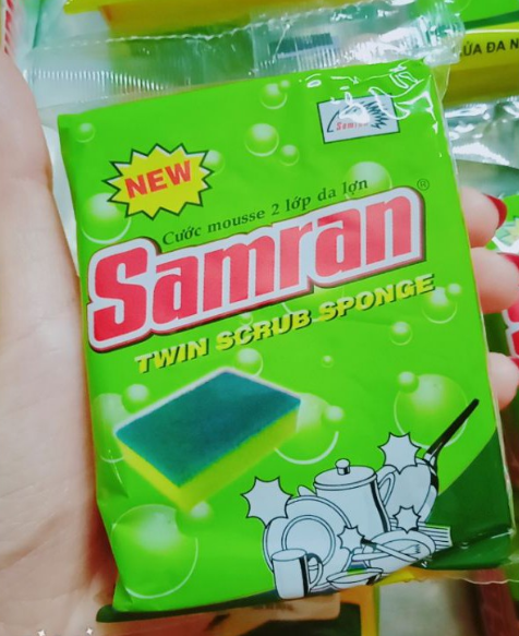 Miếng Rửa Chén Bát Nhà Bếp 2 Lớp Vàng Xanh SAMRAN