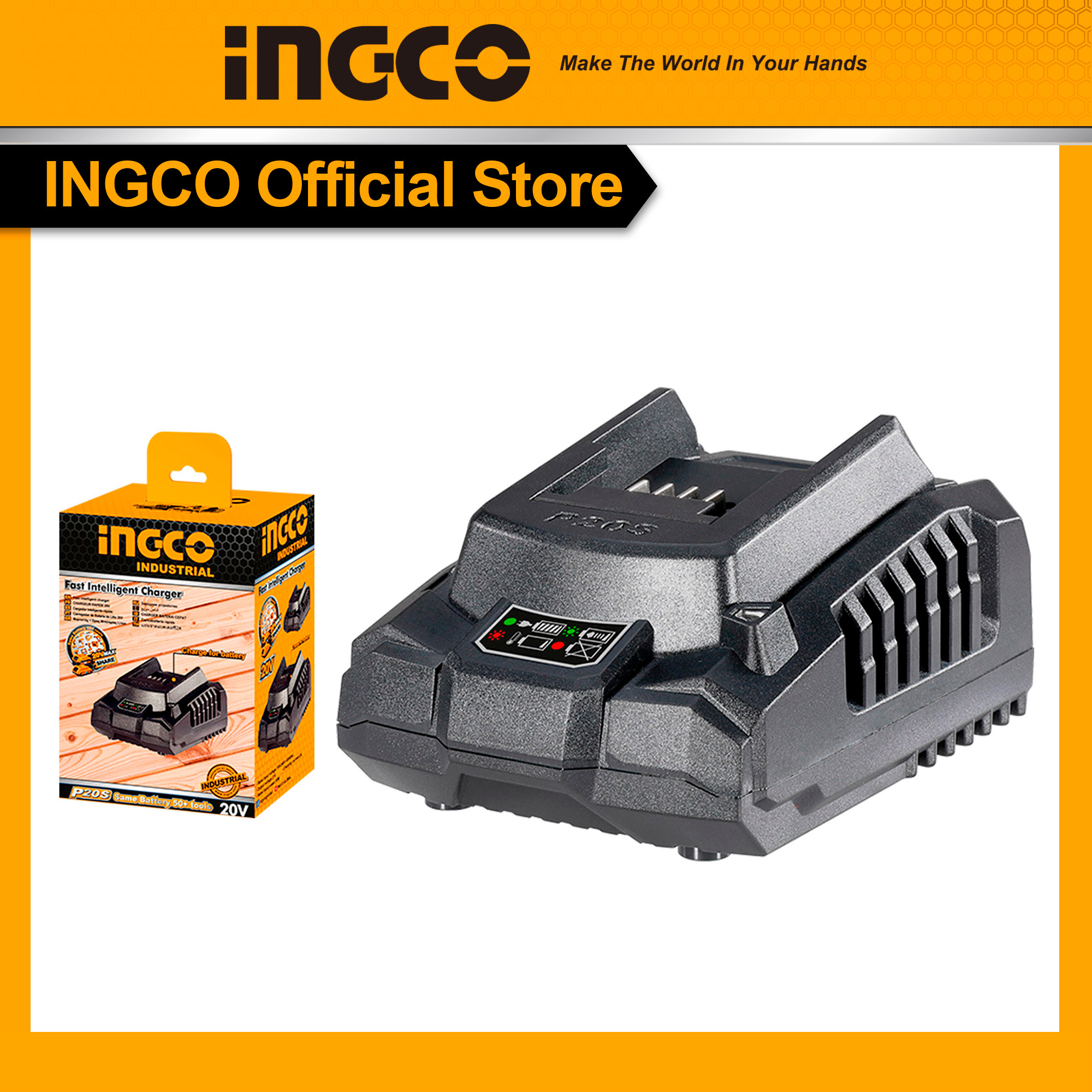 Bộ sạc nhanh thông minh 20V INGCO Tools FCLI2001 cho dòng máy P20S