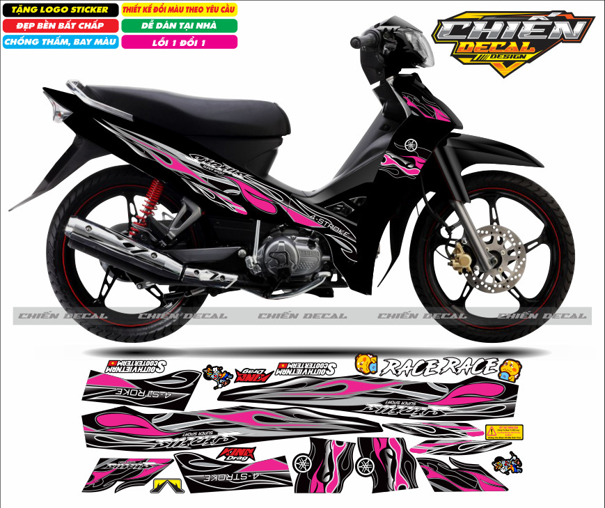 Tem rời lửa sirius RC 110cc - 50cc màu đen có nhiều mẫu lựa chọn