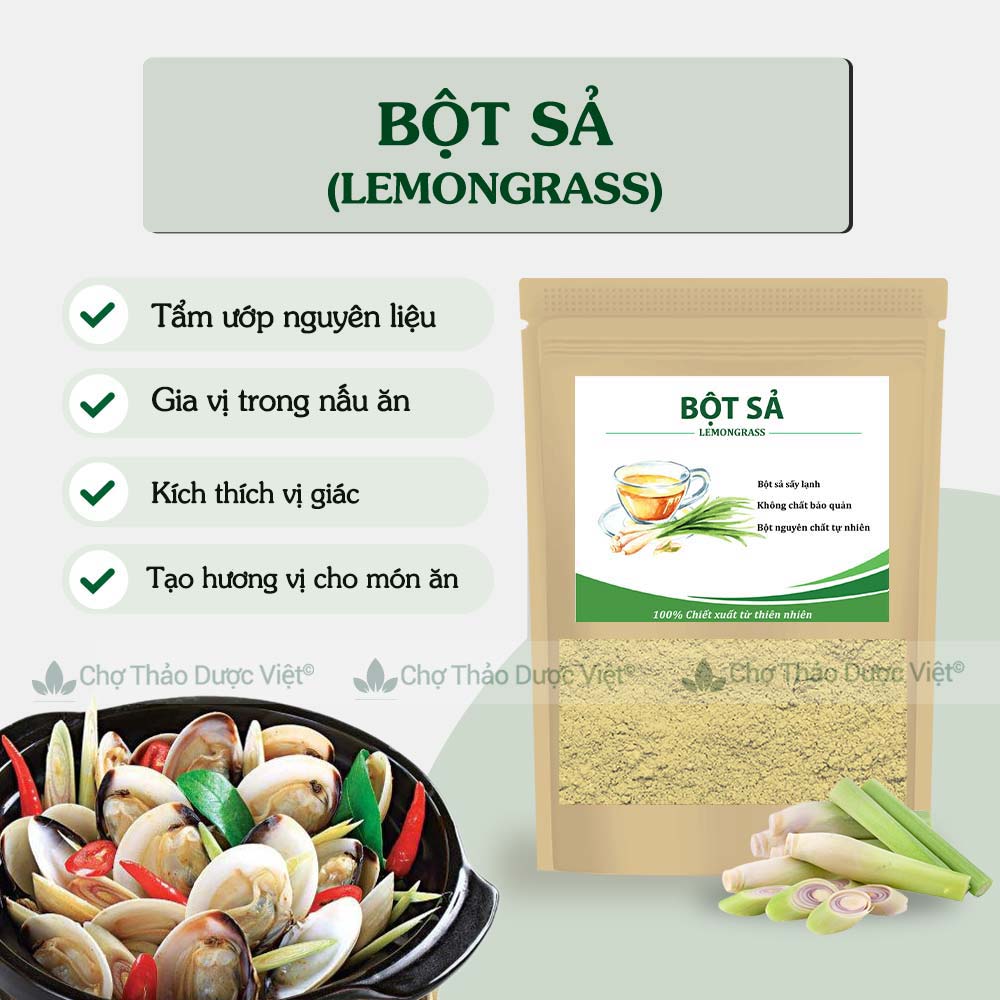 Bột sả nguyên chất 500g (Bột khử mùi, gia vị nấu ăn) - Chợ Thảo Dược Việt